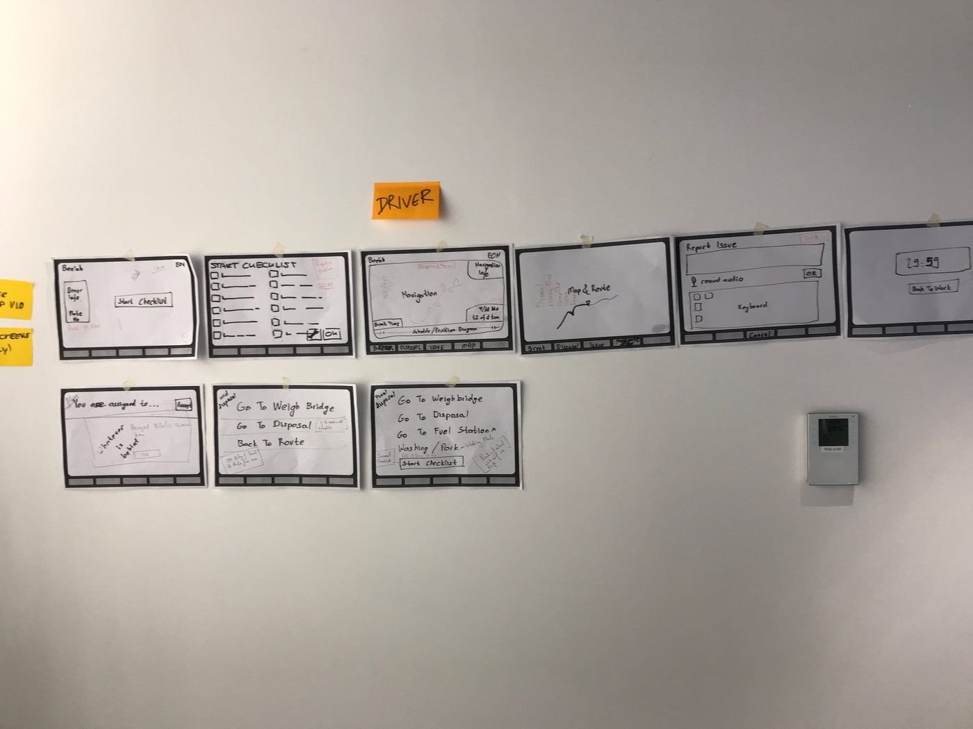 Wireframes for the dispatcher and driver journeys