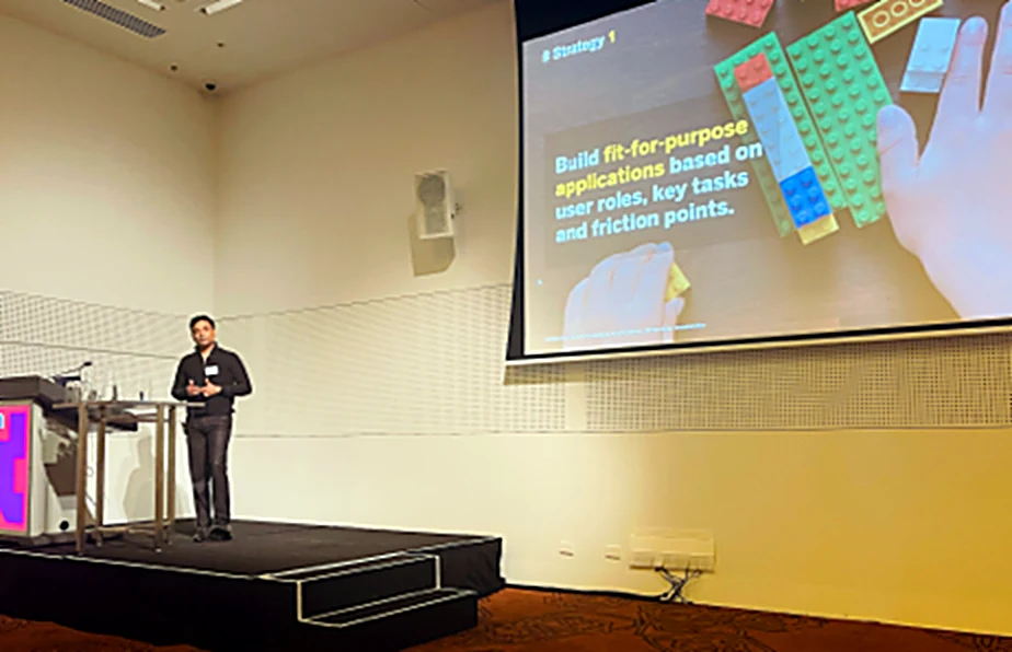 Sujit presenting a strategy slide on fit-for-purpose applications